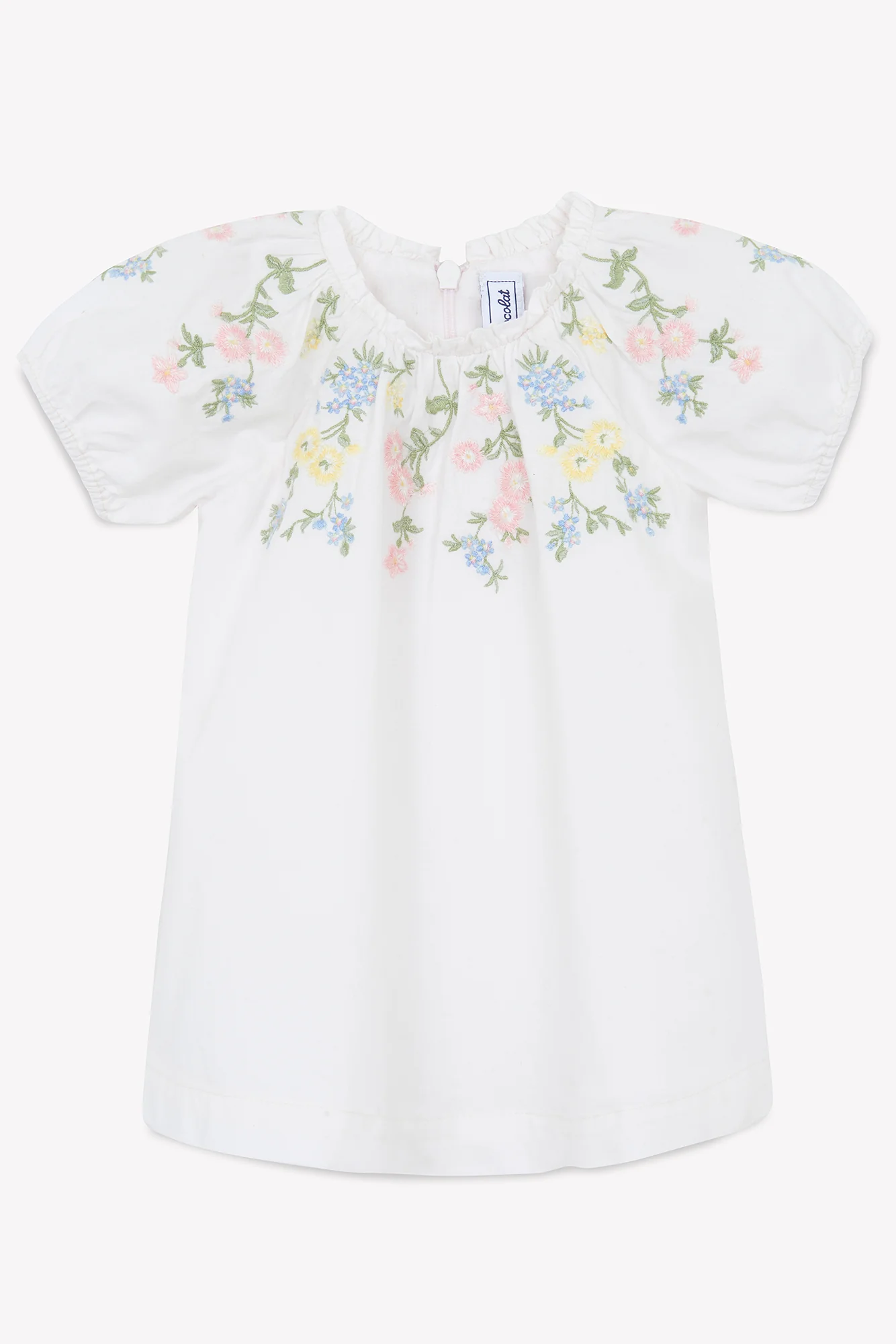 Robe - Rose pâle broderie fleurie - Image 4