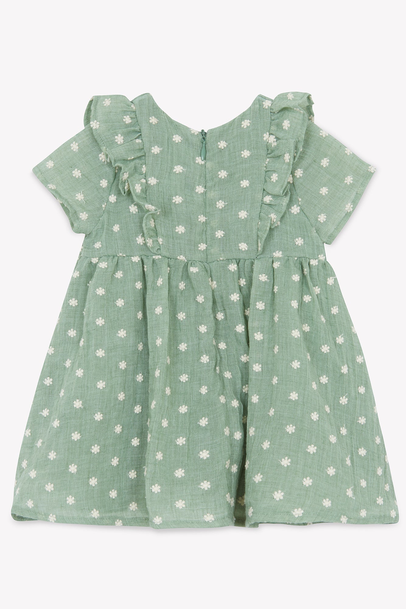 Robe - Vert sauge broderie fleurie - Image 5