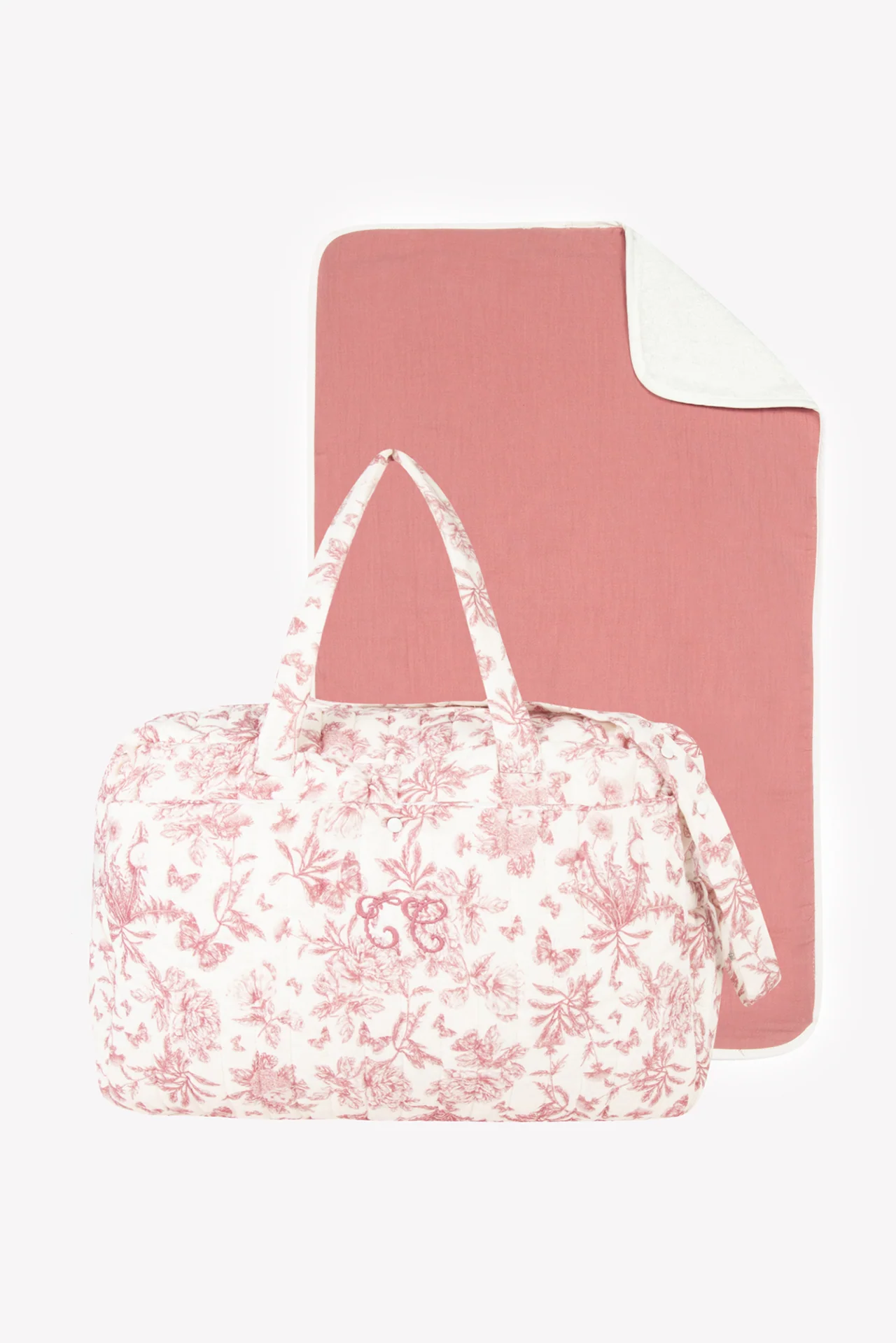 Sac à langer - Imprimé inspiration Toile de Jouy rose - Image 5