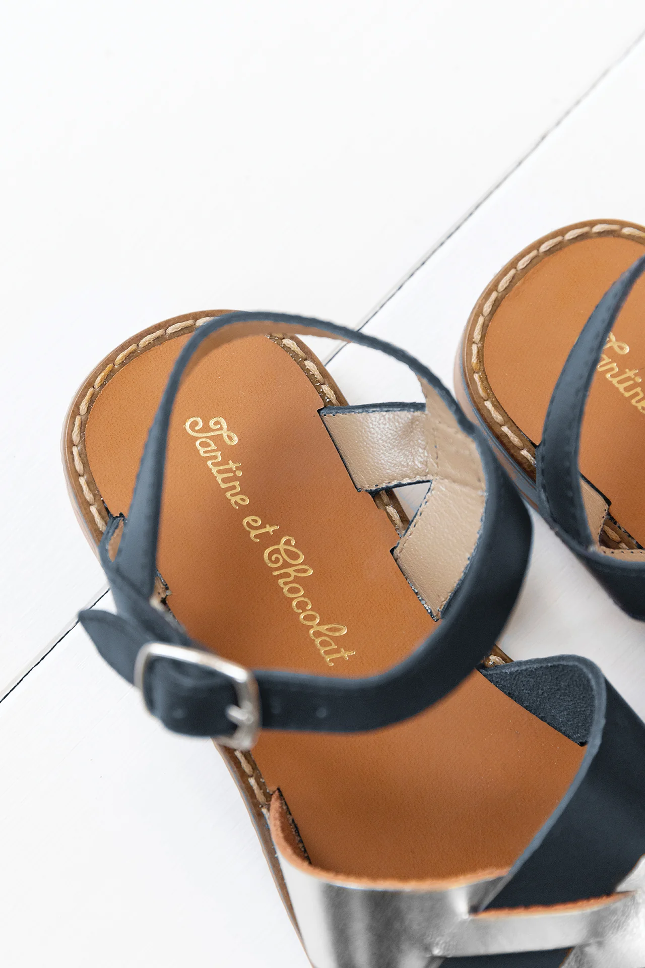 Sandales - Cuir marine et argent - Image 4