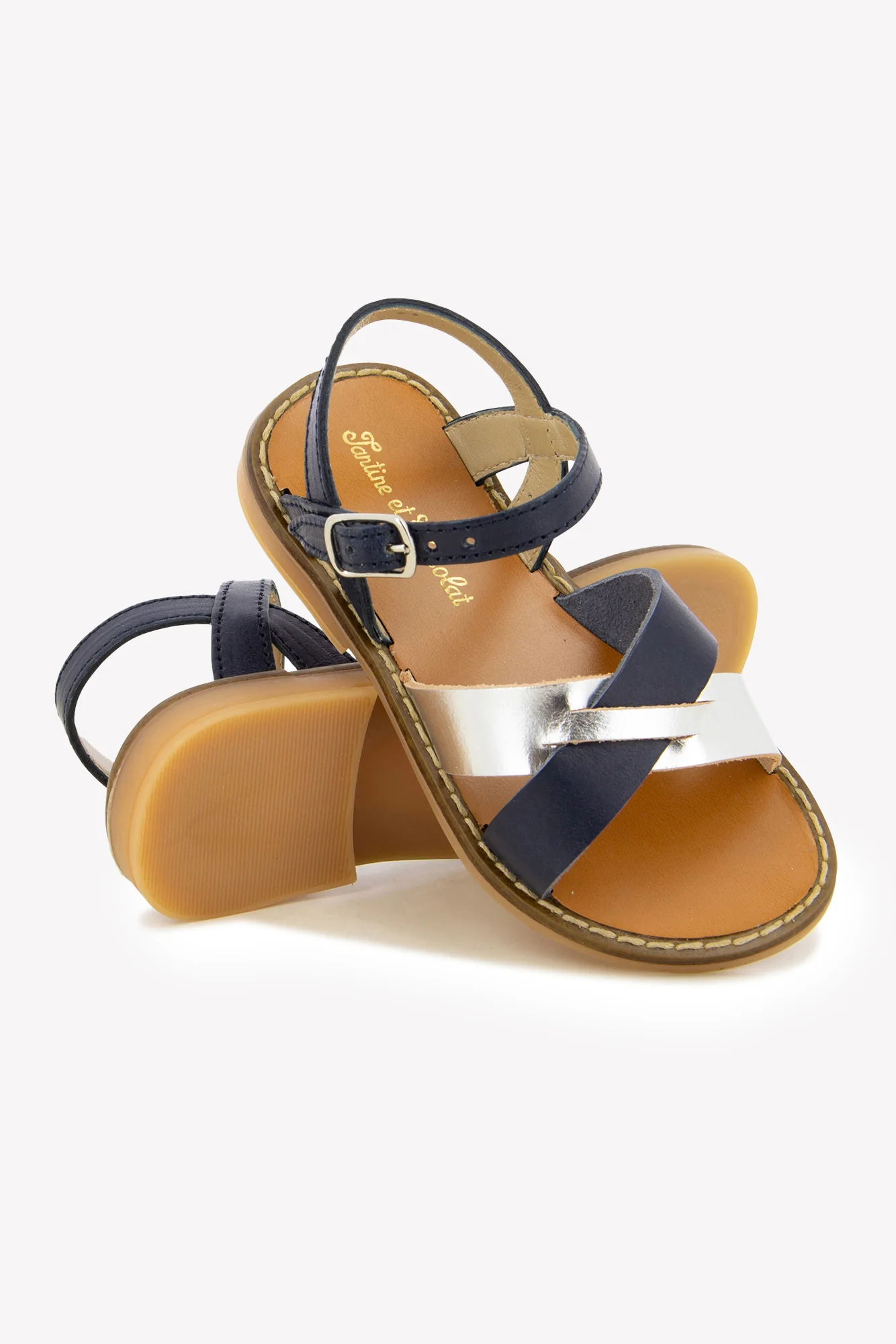 Sandales - Cuir marine et argent - Image 7