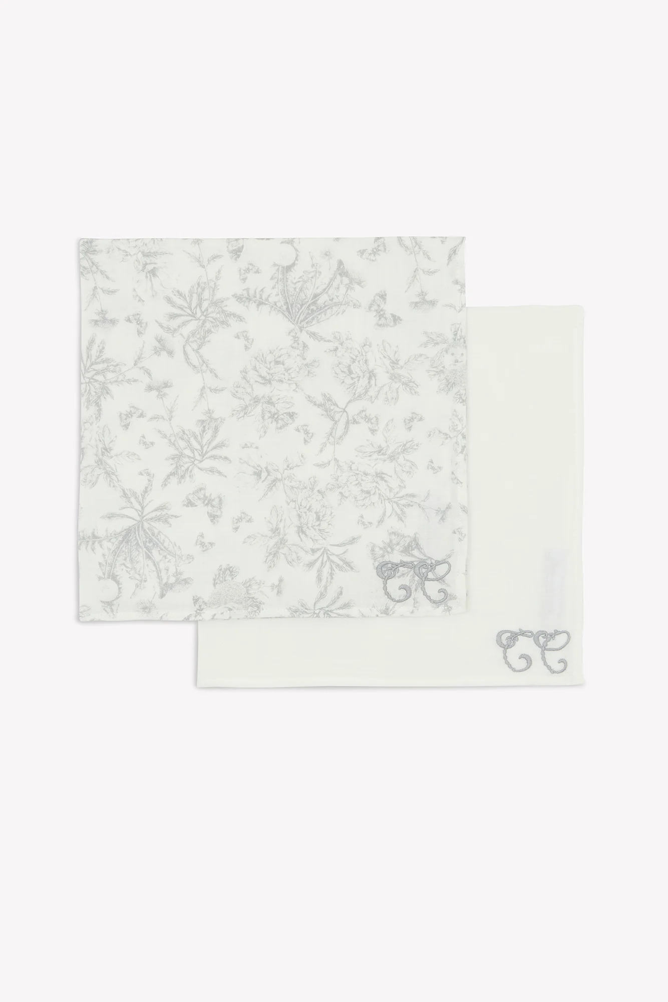 Set de 2 Langes - Imprimé inspiration Toile de Jouy gris - Image 2