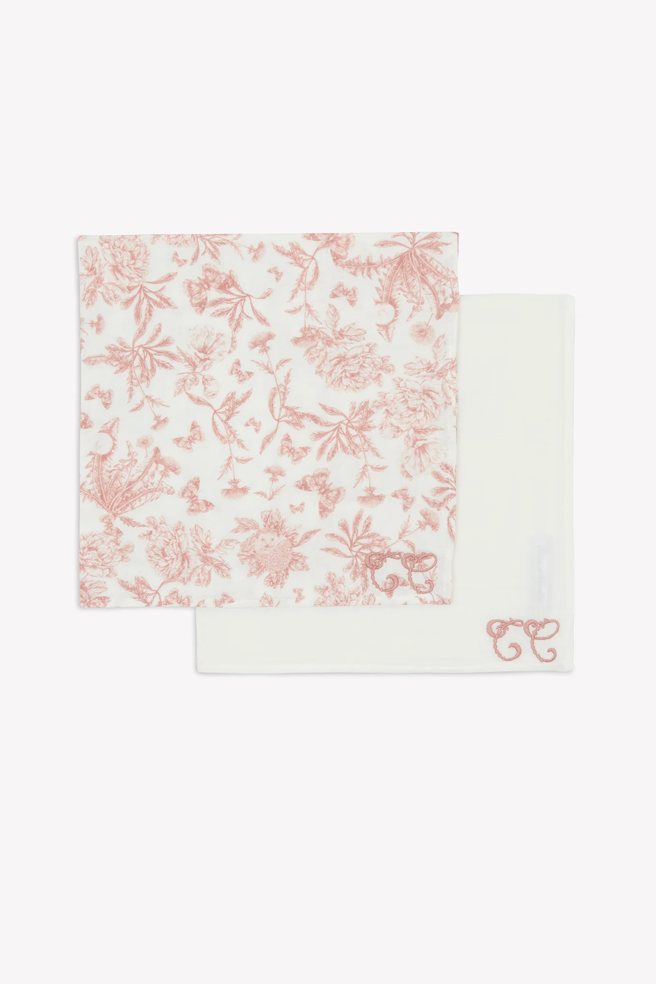 Set de 2 Langes - Imprimé inspiration Toile de Jouy rose