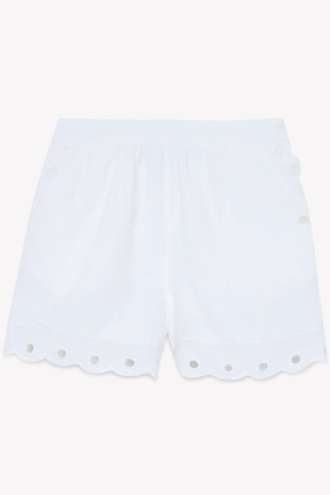 Short - Blanc lin détails ajourés - Image 4
