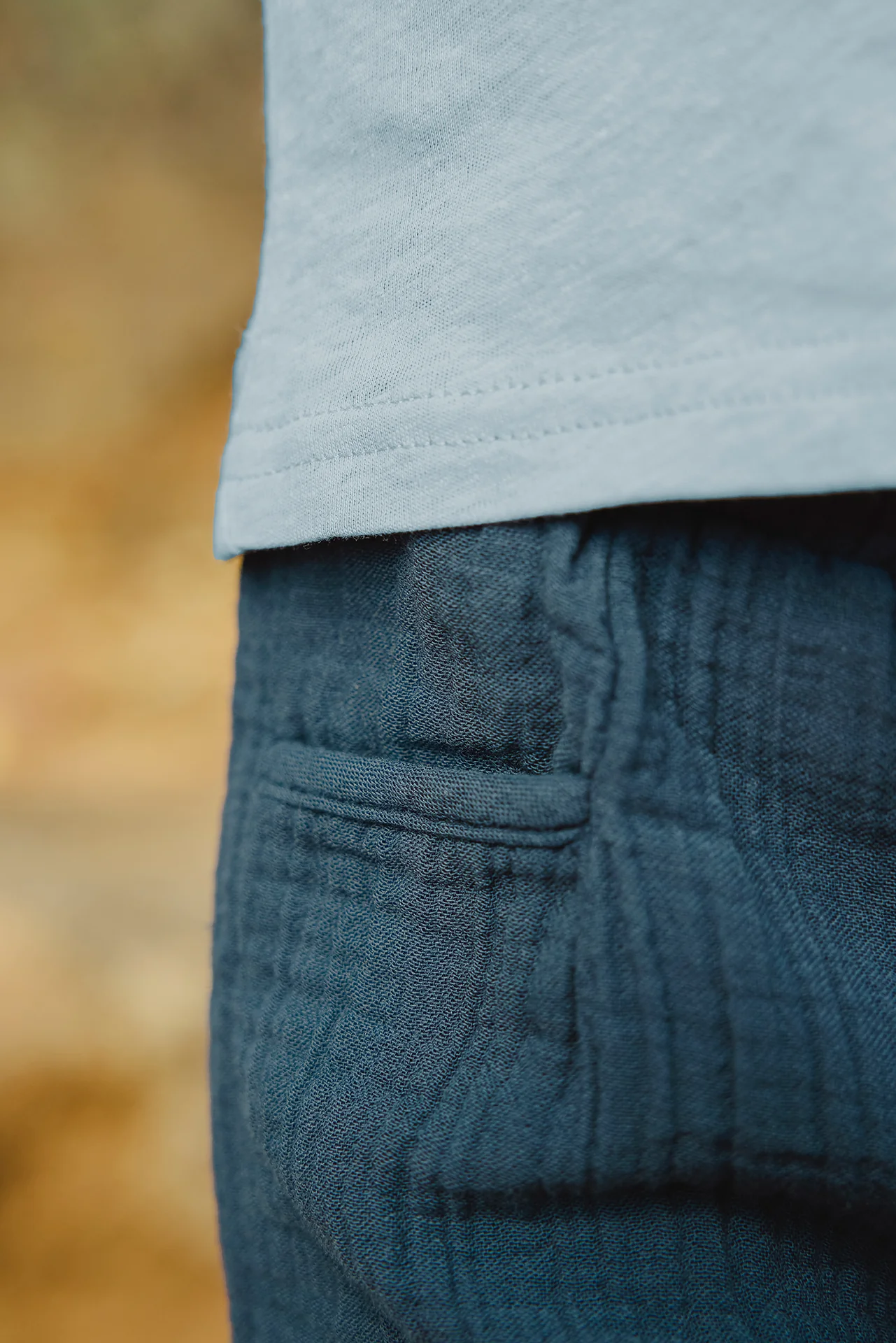 Short - Marine gaze de coton - Image 3