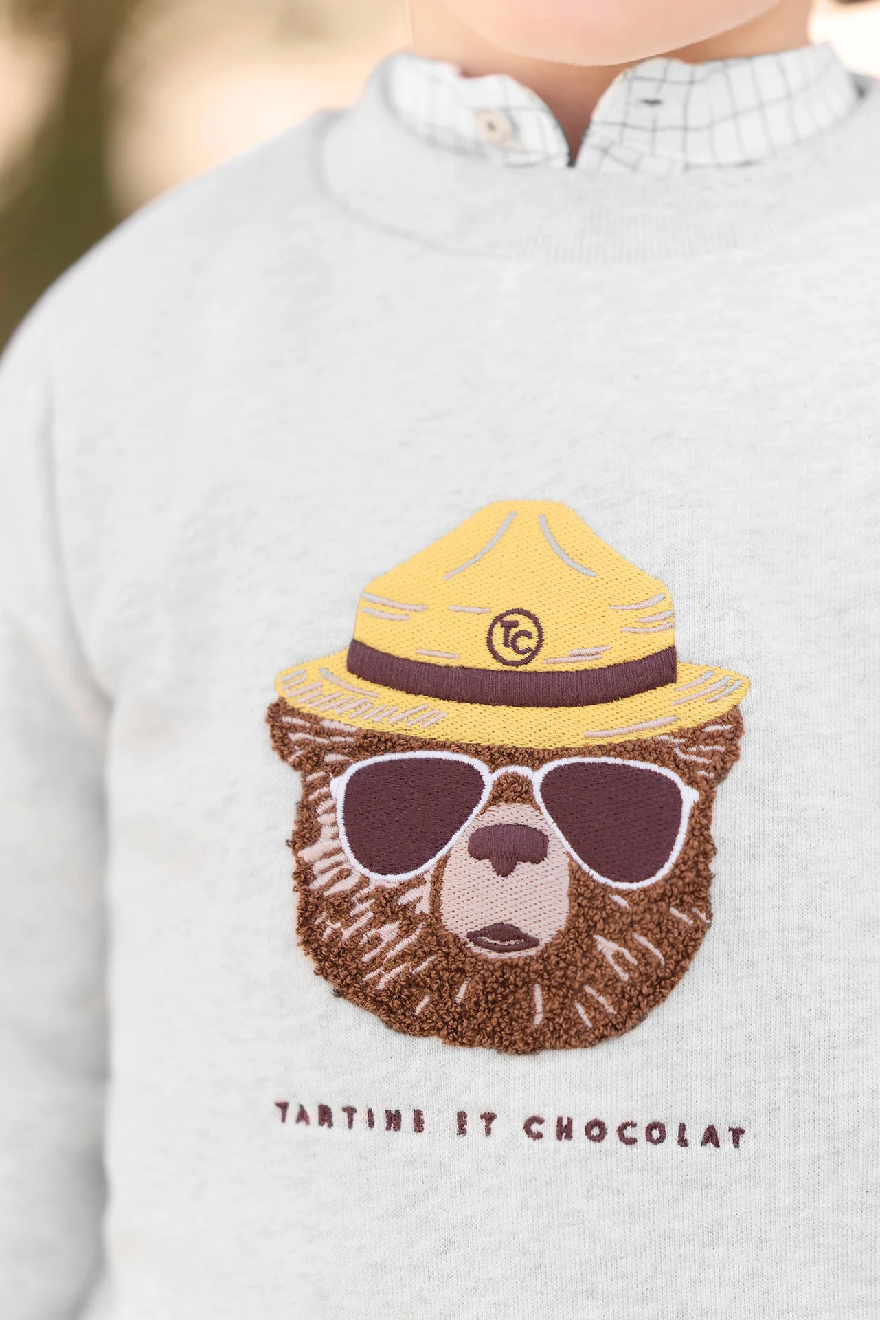 Sweat - Gris chiné illustration ours explorateur - Image 3