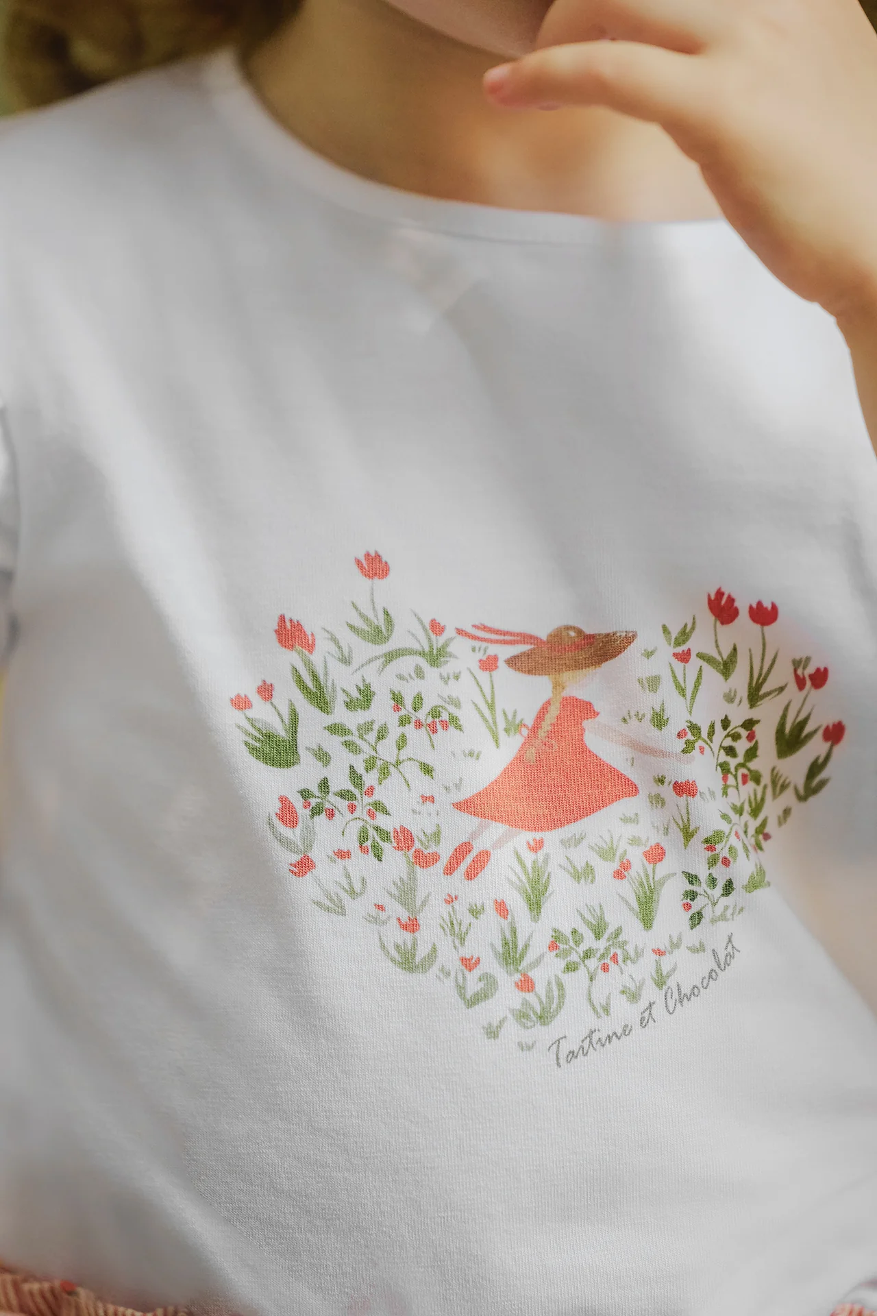 T-shirt - Blanc illustration cœur fleuri - Image 2