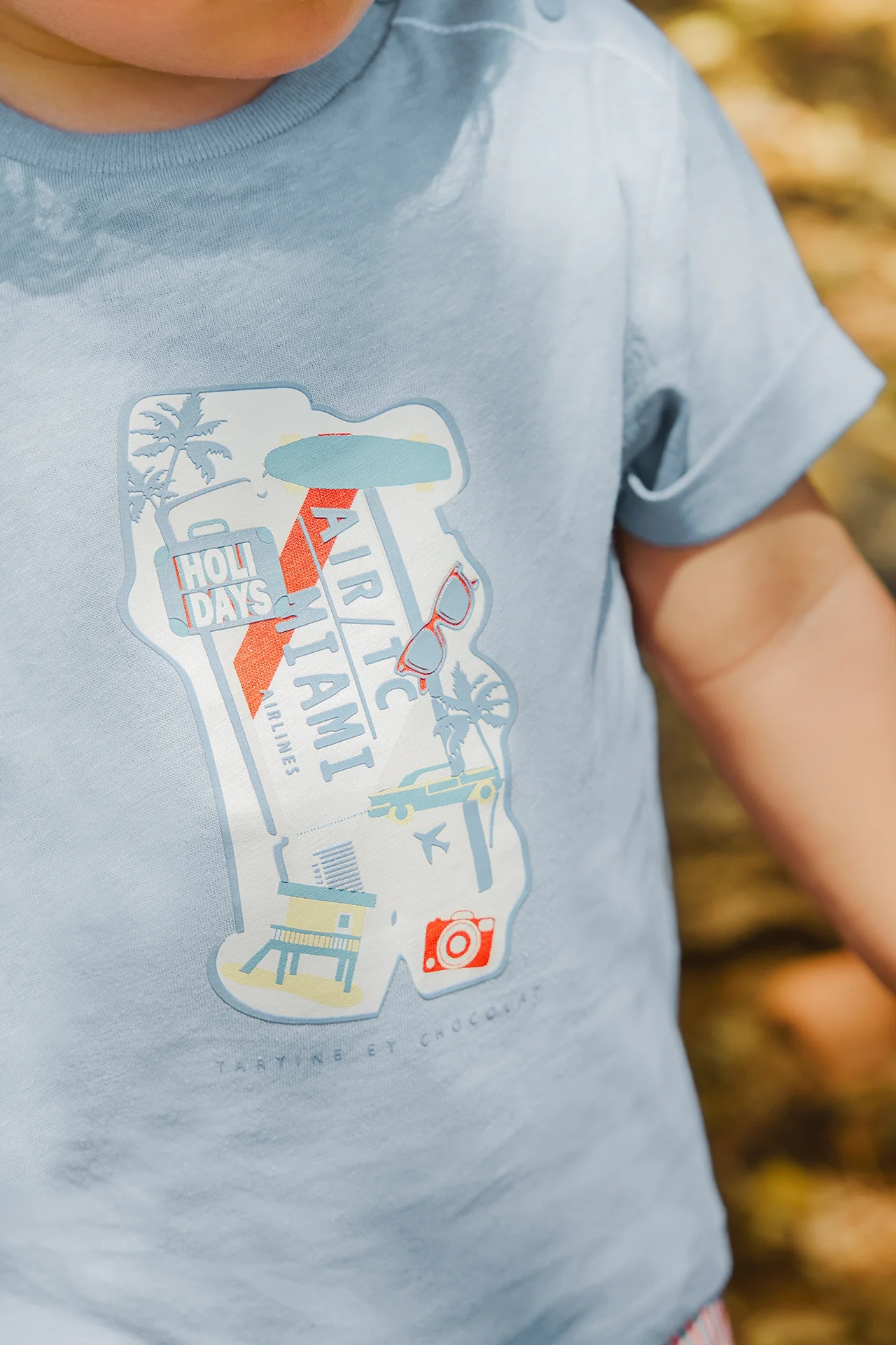 T-shirt - Bleu grisé illustration miami - Image 2