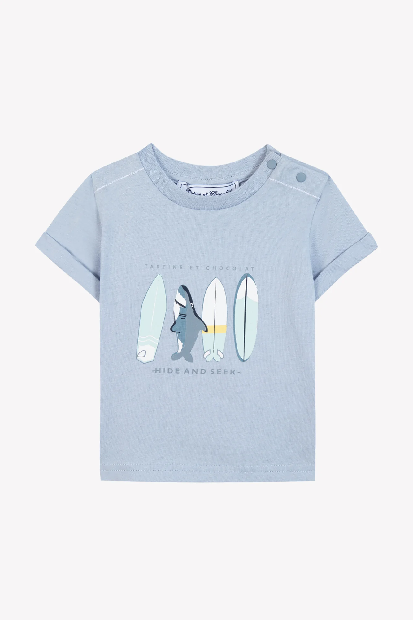 T-shirt - Bleu lavé illustration surf - Image 4