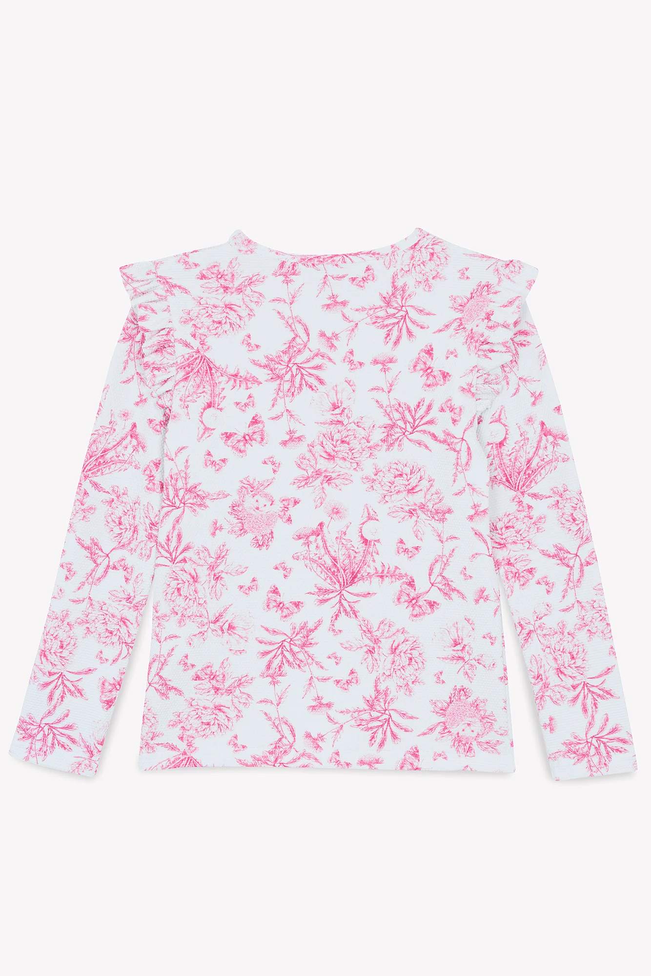 T-shirt de bain - Rose vif imprimé inspiration Toile de Jouy - Image 6