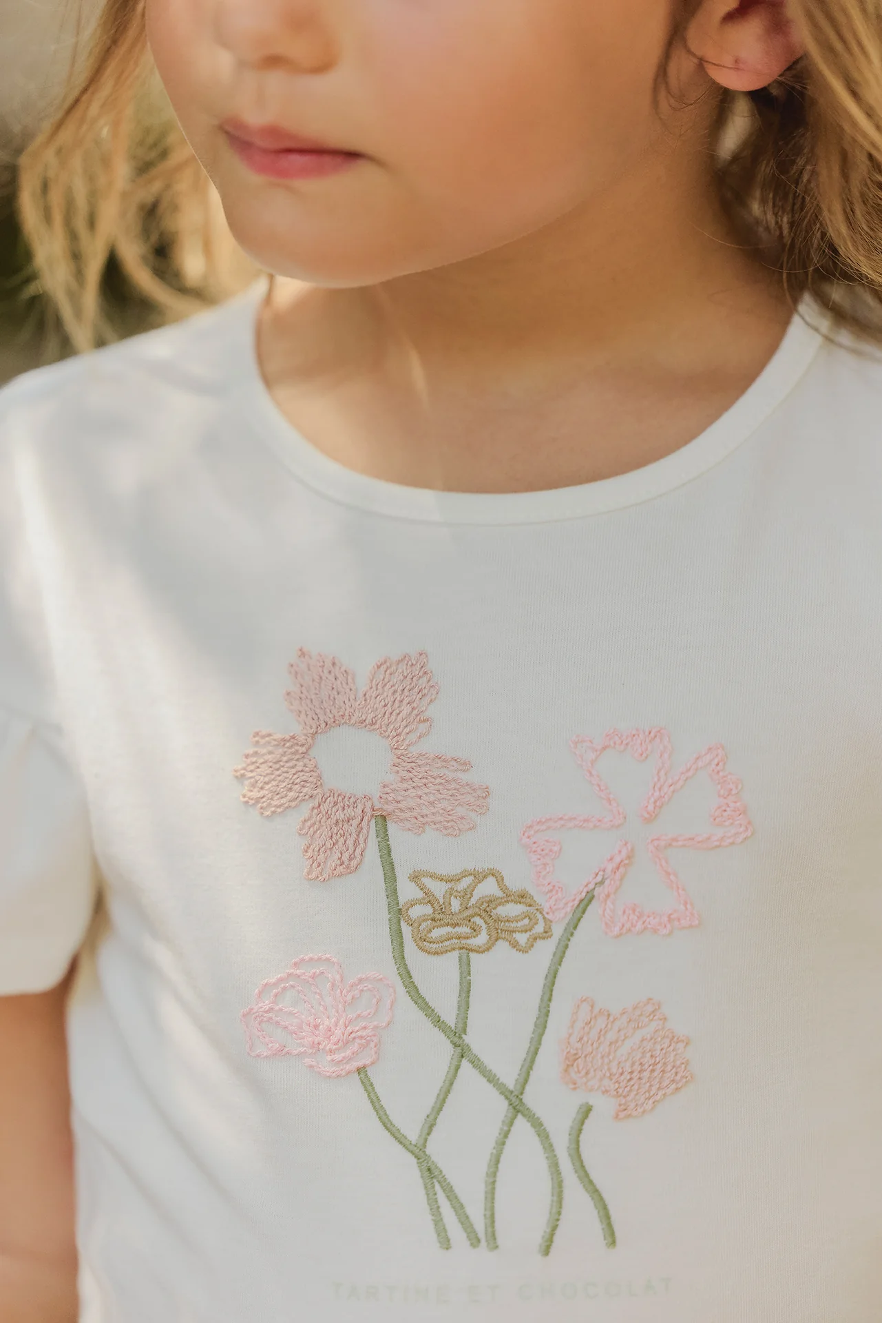 T-shirt - écru broderie fleurie - Image 2