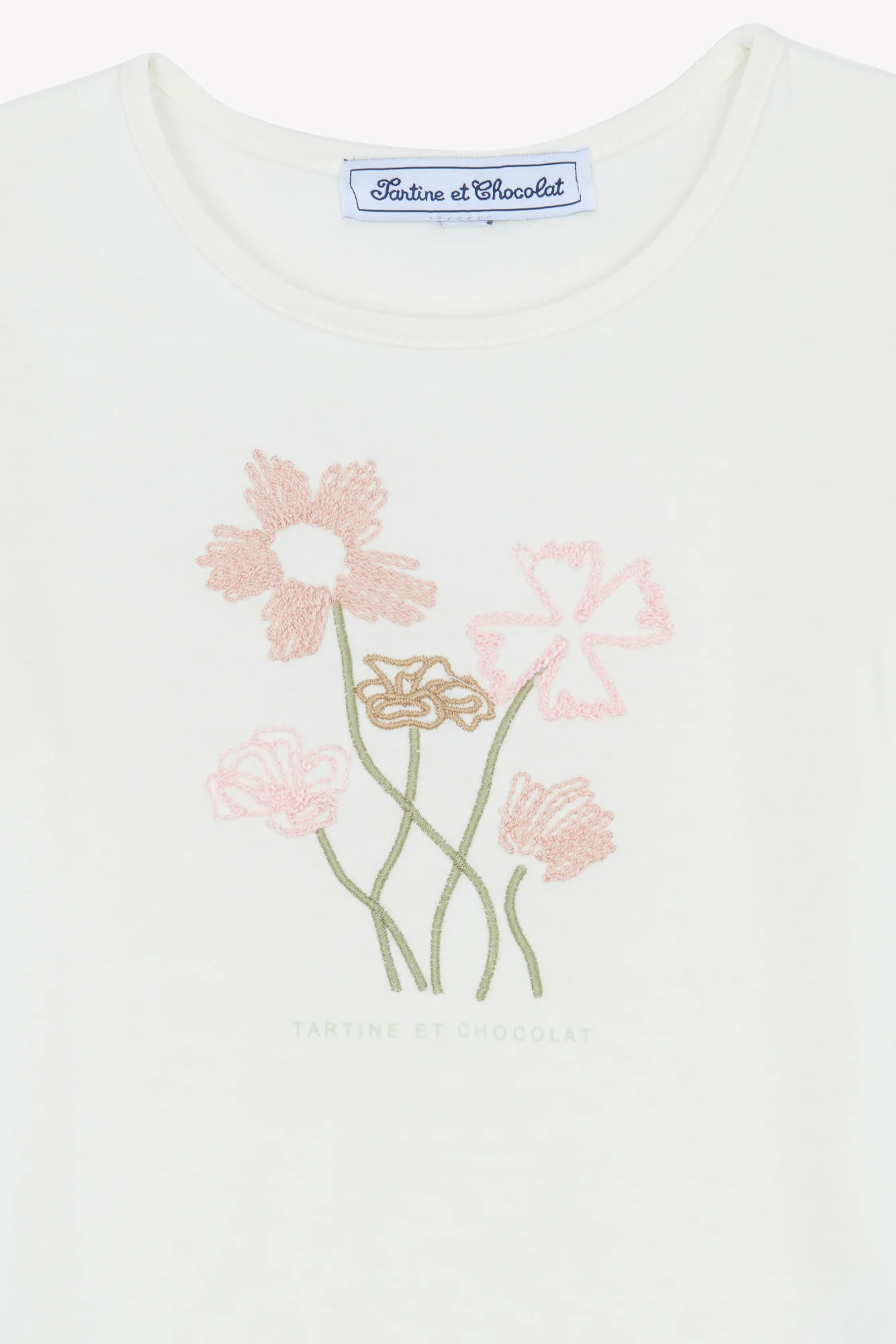 T-shirt - écru broderie fleurie - Image 6
