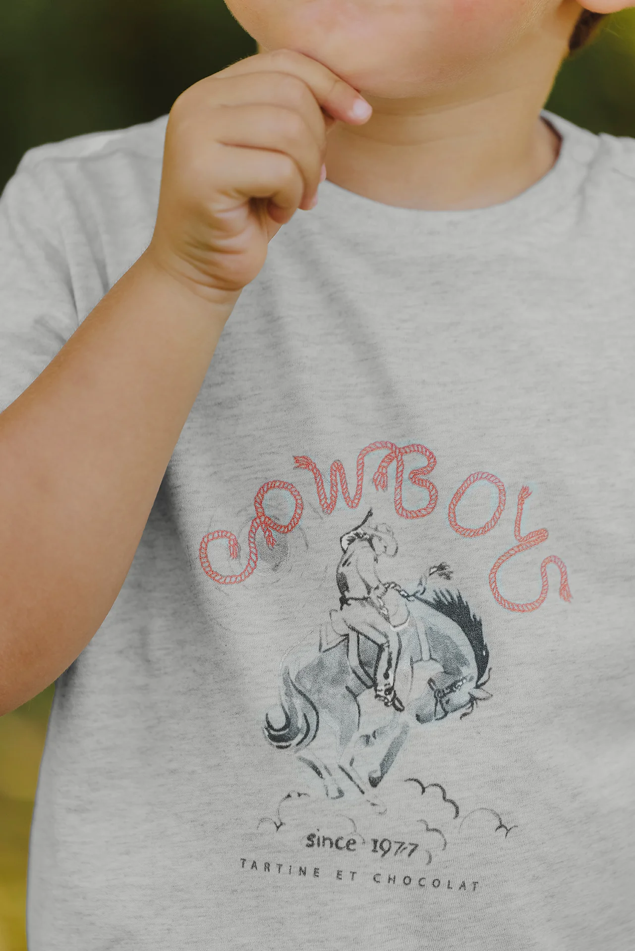 T-shirt - Gris chiné illustration cowboy - Image 2