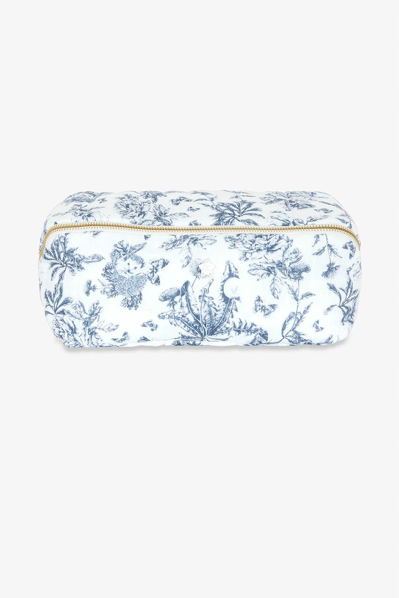 Trousse zippée - Imprimé inspiration Toile de Jouy bleu - Image 7