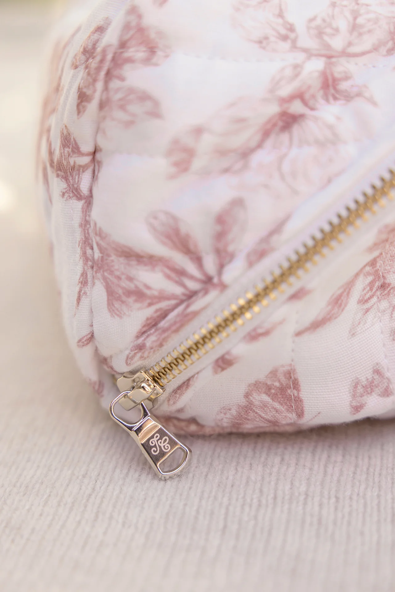 Trousse zippée - Imprimé inspiration Toile de Jouy rose - Image 2