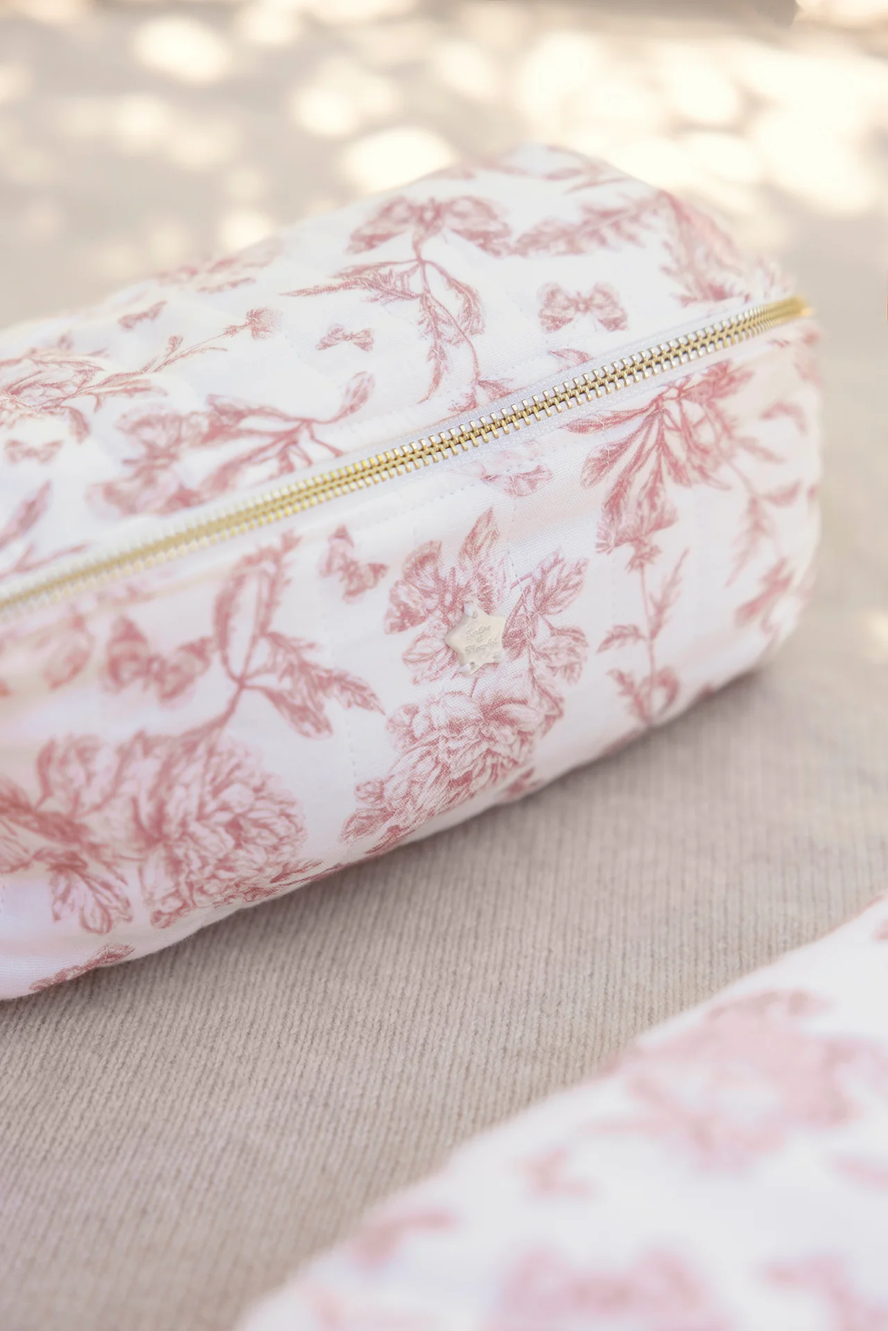 Trousse zippée - Imprimé inspiration Toile de Jouy rose - Image 5