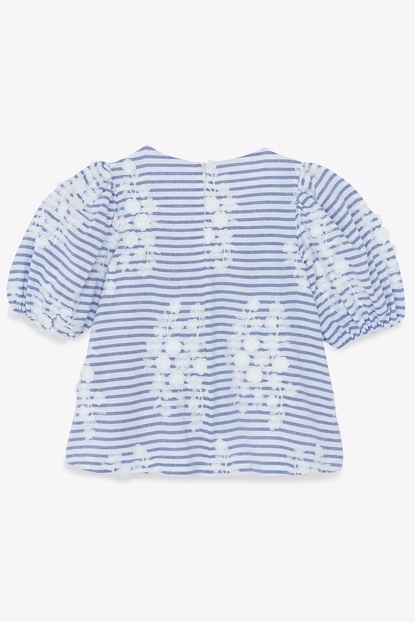 Tunique - Marine à rayures broderie fleurie - Image 6