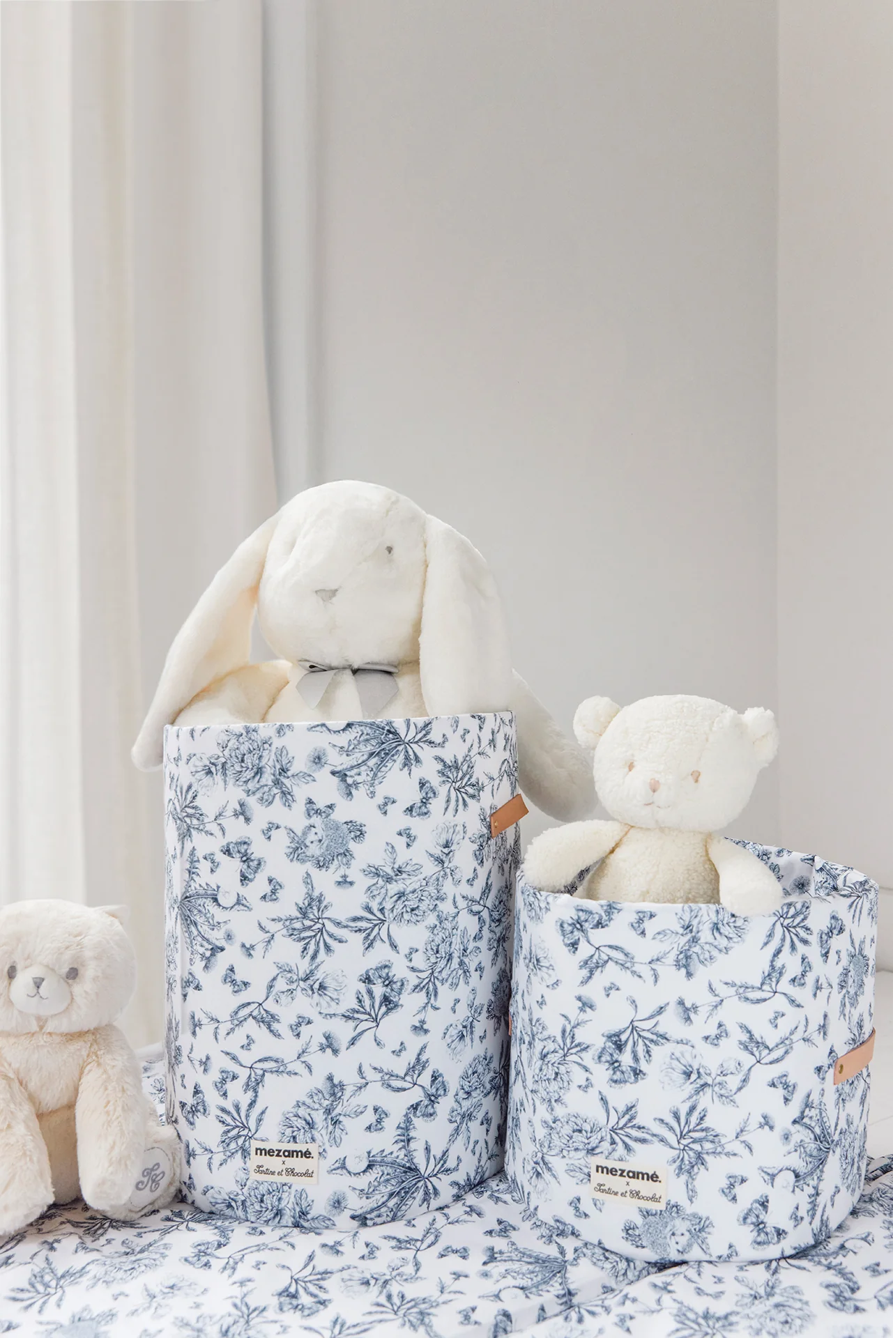 Grande panière toile de jouy bleu - Mèzamé x Tartine et Chocolat - Image 4