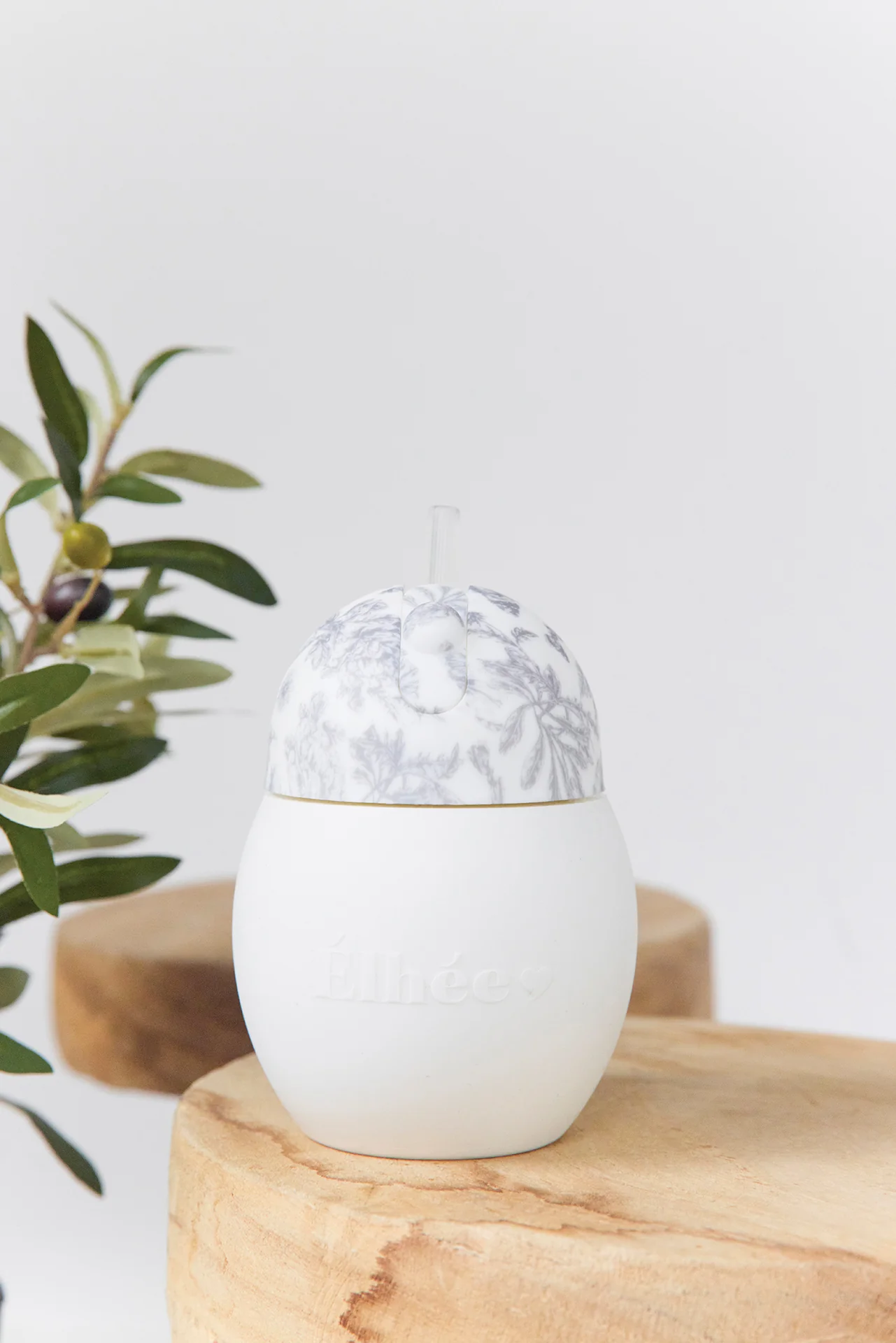 Tasse à paille Coconut - Toile de jouy gris Élhée x Tartine et Chocolat - Image 3